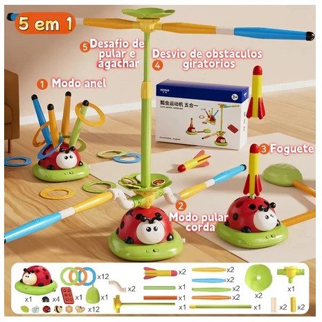 MEDOOSI-Brinquedo Máquina de exercícios joaninha giratória 3 em 1 Para Crianças Jump Rocket Launcher de sportes